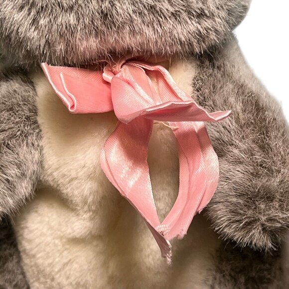 Vintage Eden Bunny Rabbit Hare‎ Plush Stuffed Animal 10" Brown White Pink Bow - Picture 8 of 9